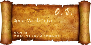Opre Valéria névjegykártya